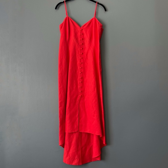 Intermix Linette High-Low Linen Blend Midi Dress - Picture 5 of 8